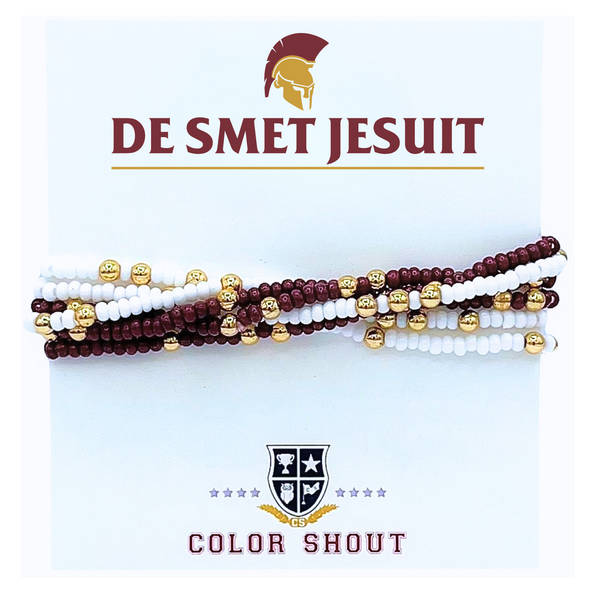 Custom School Colors Stack: Set of 6 Beaded Stretch Bracelets