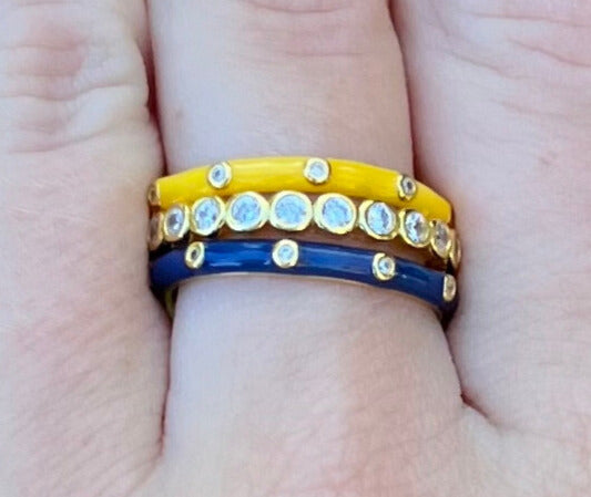 R206 AXD-Alpha Xi Delta Bezel & Enamel Stack Ring Set