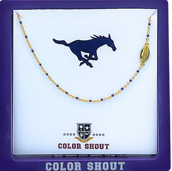 Custom Highschool: Side Set Football on Enamel Bead Necklace